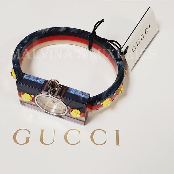 GUCCI WATCH YA143524 WEB BANGLE MOTHER OF PEARL JEWELS BEE main image 11
